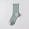 Meias Lisas de Cor para Tamanhos Maiores para Homens, Outono/Inverno, Negócios, Simples, Algodão Puro, Malha Dupla, Versátil, Brancas, Respiráveis, Longas