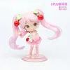 Olhos Grandes Versão Q Som Inicial das Flores de Cerejeira Som Inicial da Boneca de Neve Boneca Gashapon Modelo Feito à Mão Decorações de Bolo