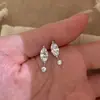 Brincos de zircônia marquise em formato de gota, estilo coreano inspirado no 'ins', para mulheres, moda de luxo leve com uma vibe rica e elegante, simples e estilosos para o dia a dia e para o escritório