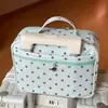 Bolsa de Maquillaje de PU Rosa Claro con Puntos para Mujer, Gran Capacidad, Portátil, de Mano, Bolsa de Almacenamiento para Viaje, Bolsa de Almacenamiento para Artículos de Tocador con Compartimentos