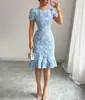 Vestido de Moda Elegante Versátil Casual para Viajar de Verano Nuevo Ajustado al Cuerpo que Resalta la Figura hasta la Rodilla, Transfronterizo Europeo y Americano