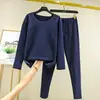 Proteção Costas Inverno Acolchoado Espesso Forrado com Lã Veludo Patch Roupa Íntima Térmica Masculina Sem Marcas Quente Conjunto Roupas e Calças Outono