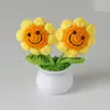 Ramo Pequeño de Punto Transfronterizo en Maceta Regalo para el Día del Maestro Producto Terminado Hilo Girasol Flor Artificial Decoración de Escritorio