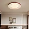Lámpara de Techo para Dormitorio, Estilo Antiguo, Lámpara de Estudio Retro con Grano de Madera de Nogal, Lámpara Redonda para Dormitorio Principal Estilo Wabi-Sabi Francés