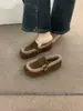 Pantuflas de felpa retro esmeriladas estilo bosque, zapatos de algodón cálidos tipo slip-on de suela blanda Birkenstock otoño e invierno 2025