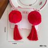 Pasador clásico de borla de bola de pelo para niños Tocado de saludo de Año Nuevo Pasador de felpa versátil Hanfu Pasador festivo rojo de Año Nuevo