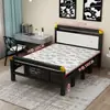 Cama plegable para uso doméstico, cama doble con estructura de hierro y colchón, cama sencilla para viviendas de alquiler, cama de tablero duro, cama para siesta en la oficina, cama individual