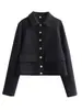 Nueva chaqueta de comercio exterior transfronterizo estilo europeo y americano con cuello de solapa, tela suave bicolor, decoración de hebilla metálica, bolsillos de parche grandes, ajuste holgado casual vintage