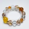 [Luz Flotante Lluvia de Estrellas] Pulsera de Cristal Blanco Natural para Mujer Más Fácil de Combinar Cristal Amarillo Torre Flor Amarilla Fluorita Amarilla Pulsera Venta al por Mayor