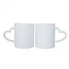 Mango con forma de corazón para transferencia de calor, taza en blanco con forma de corazón, taza blanca, taza recubierta, taza de cerámica de 11 oz, venta al por mayor de consumibles