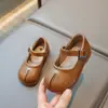 Zapatos de Cuero para Niñas 2026 Primavera y Otoño Nuevo Estilo Zapatos de Princesa para Niños Boca Baja Zapatos Planos para Niñas Pequeñas Suela Suave Versátiles Zapatos para Niños