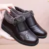 Zapatos de Algodón para Ancianos, Zapatos de Madre, Planos de Terciopelo de Invierno Antideslizantes para Mujeres y Abuelas, Zapatos de Cuero de Corte Bajo, Zapatos de Invierno para Mujeres de Mediana Edad y Ancianas