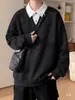 Sudadera polo gruesa de otoño para hombre, estilo americano, con cuello de camisa, diseño de dos piezas simulado, holgada de moda, chaqueta nueva 2026
