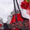 Conjunto de Lencería para San Valentín Europeo y Americano Estilo Puro Deseo Satén Delgado con Aros Anti-Caída Push-Up