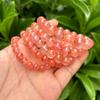 Pulsera de cuentas redondas rojas flotantes de Liangshan, material natural de Sichuan, con nueve hielos, del sur, con cuentas rojas flotantes, joyería DIY, venta directa de fábrica