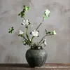Jarrón Pequeño de Cerámica Jingdezhen Estilo Chino Vintage Desgastado para Sala de Estar Arreglo de Flores Secas, Decoración de Entrada, Maceta de Cerámica, Maceta de Cerámica Gruesa