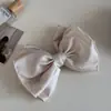 Presilha de Cabelo com Laço de Cetim Estilo Coreano com Toque de Luxo, Grampo Exquisito para Cabelo Semi-Preso, Presilha Reta para Rabo de Cavalo Alto, Acessório de Cabelo com Presilha de Mola