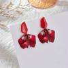Brincos de pétalas foscos coloridos estilo coreano elegantes brincos de florzinhas coloridas como doces brincos de gota esmaltados com acabamento em glaze para mulheres