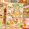 Libro de Pegatinas Escénicas PET Serie Momento Alimenticio Yuxian, Escena de Material Alimenticio DIY, 2 Estilos