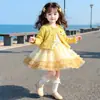 Conjunto de Duas Peças Vestido Suéter Cartoon para Meninas 2026 Outono Novo Estilo Coreano Estilo Pequeno Chanel Roupa Saia Bolo Roupa Infantil