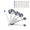 Juego de Cucharas y Tazas Medidoras de Acero Inoxidable, Cuchara Medidora para Granos de Café y Leche en Polvo con Báscula, Herramientas de Cocina para Hornear