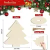 Enfeite de Natal de Madeira Inacabado em Branco Etiqueta para Árvore de Natal DIY com Base de Corda Artesanato para Casa