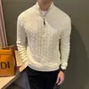 Suéter moderno de estilo americano con media cremallera para hombre, colección otoño/invierno 2026, tejido retro de peso pesado, corte holgado, casual, cuello alto, jersey