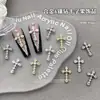 Joyería para Uñas de Celebridad de Internet Estilo Punk Retro Oscuro Aleación Perla Cruz Super Brillantes Accesorios para Uñas Venta al por Mayor