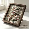 Marco de Fotos Decorativo Auspicioso de Pavo Real Estilo Chino Moderno Marco de Fotos para Foto de Corte de Papel DIY Danza del León 3D Adorno de Mesa Estilo Chino