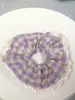 Elástico de Cabelo Scrunchie Listrado com Renda Estilo Coreano para Mulheres, Acessório de Cabelo Suave e Elegante, Elástico de Cabelo Scrunchie Estilo Coreano