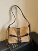 Bolso de hombro de alta gama, estilo francés, vintage, con un diseño único, gran capacidad, material de lona, color-blocking y adecuado para ir al trabajo.; un bolso bandolera elegante para mujer