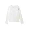 Camiseta Blanca Relajada de Hombro Recto y Manga Larga para Mujer, Nueva Capa Base Otoño e Invierno 2025, Top Holgado Estilo Perezoso