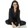 Nuevo Traje de Pijama de Manga Larga para Mujer de Seda de Hielo con Bronceado para Primavera y Verano, Conjunto Delgado de Alta Calidad Estilo Coreano con Bordado de una Palabra, Ropa para el Hogar