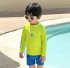Roupa de Banho Infantil Estilosa para Meninos com Proteção Solar de Manga Longa e Secagem Rápida Conjunto de Maiô Dividido e Bermuda para Meninos Resistente ao Cloro