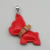 Chaveiro de Filhote de Couro Genuíno Feito à Mão Cordão Anti-Perda Pingente Chaveiro de Carro Bulldog Francês Chaveiro de Corda Trançada