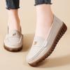 2024 Outono e Inverno Novas Femininas Sapatos Únicos Branco Sapatos de Enfermeira Sapatos Femininos Casuais Bico Redondo Plano Antiderrapante Feijão Sapatos Mãe