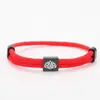 Pulsera Trenzada de Cuerda de Milán Multicolor con Puntos Transfronteriza Loto Blanco Acero Inoxidable Negro Grabado de Letras Cuerda Trenzada Ajustable
