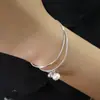 Pulseira de Pérolas Redondas de Pão Camada Dupla Moda Francesa Ins Corrente de Osso de Cobra Transfronteiriça Pulseira de Pérolas de Concha Clara para Mulheres