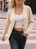 Cárdigan grueso de punto para mujer con bolsillos, diseño de botones acanalados, estilo casual, versátil para el uso diario, nuevo modelo 2026