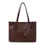 Bolsa de ombro feminina tecida transfronteiriça, grande capacidade, cor sólida, versátil, bolsa tote fashion, estilo retrô, bolsa para o dia a dia