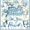 Set de globos de fondo de seda de lluvia transfronteriza globos de papel de aluminio feliz cumpleaños decoración de fiesta de primer cumpleaños