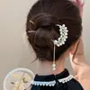Horquilla con borla de diamantes de imitación y perlas de estilo antiguo, palillos de alta calidad, accesorios para el cabello Hanfu exquisitos de estilo antiguo, tocado retro que combina con todo