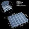 Caja de Plástico Transparente de 24 Compartimentos para Organizar Componentes y Herramientas, Accesorios para Equipo de Pesca, Caja de Almacenamiento Compartimentada, Caja para Exhibición de Muestras