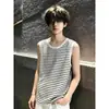 Regata preta listrada estilo americano, top fino de verão sem mangas soltinho, roupa de ficar em casa, roupa de casa, colete moderno