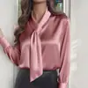 2025 Site Independente Desejo Amazon Outono Fita Camisa de Manga Longa Feminina Cor Sólida Design de Moda