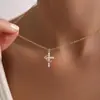 Corrente de cruz mais vendida, estilo europeu e americano, colar feminino de cobre com banho de ouro para exportação, joia com pingente versátil e da moda