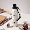 Taza Bear Emotion Series Taza Térmica, Marca de Moda Diseño Maestro, Doble Uso Taza de Agua para Oficina, Elementos en Blanco y Negro, Botella de Agua para Estudiantes