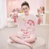 Pijama Infantil, Ropa de Verano Fina de Algodón para Niñas con Aire Acondicionado, Modelo 2026 Conjunto de Dos Piezas Casual de Manga Corta para Casa