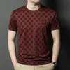 Camiseta Casual Masculina de Seda Estilo Novo de Verão Moda Tendência Business Solta Camiseta Masculina