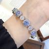 Popular Pulseira Octogonal de Luxo Leve com Tanzanita Azul Corte Milênio Rose Pulseira Rose Paraíba Incrustada com Diamantes de Alto Carbono